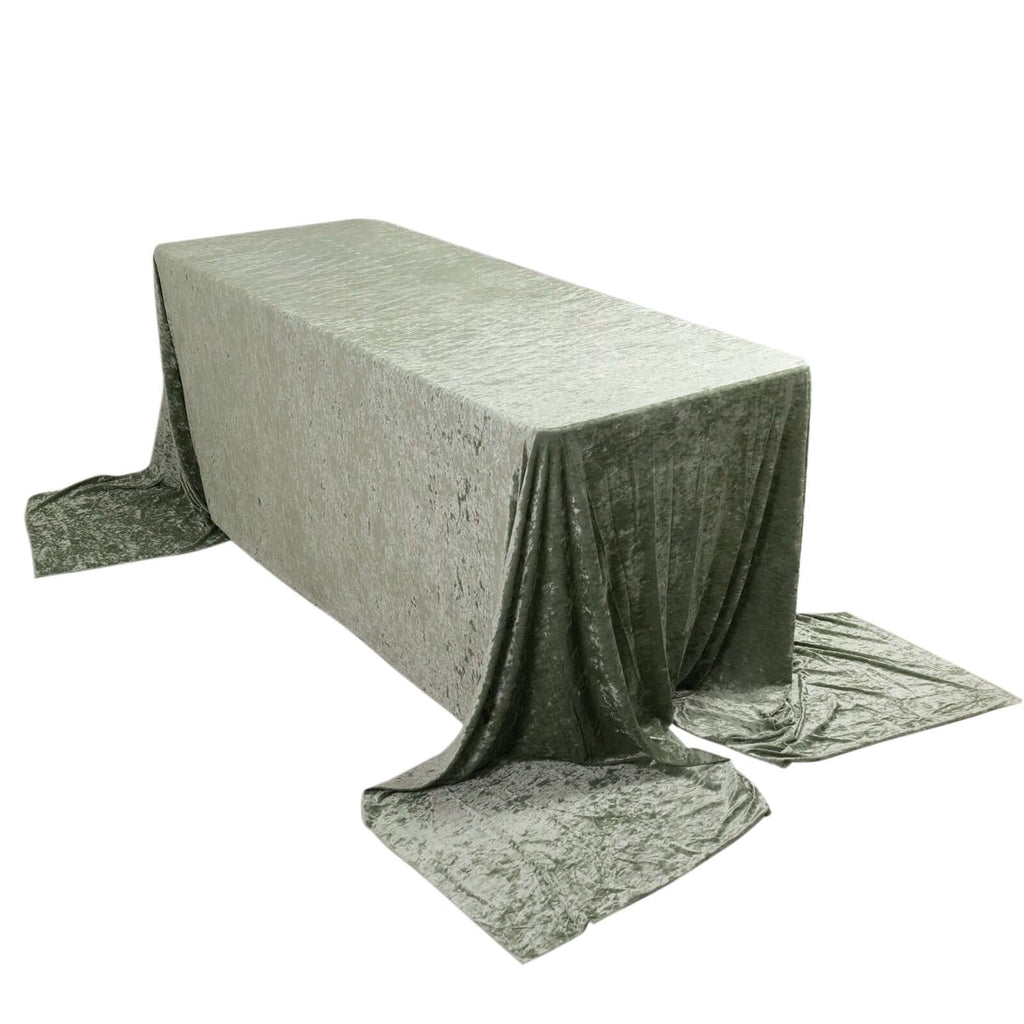 Premium Crushed Velvet 90"x156" Rectangle Tablecloth Sage Green - Reusable Soft Seamless Table Cover - Bell Racket Store