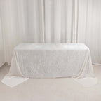 Premium Crushed Velvet 90"x156" Rectangle Tablecloth White - Reusable Soft & Sophisticated Seamless Table Cover - Bell Racket Store