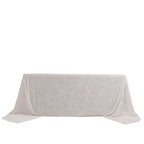 Premium Crushed Velvet 90"x156" Rectangle Tablecloth White - Reusable Soft & Sophisticated Seamless Table Cover - Bell Racket Store