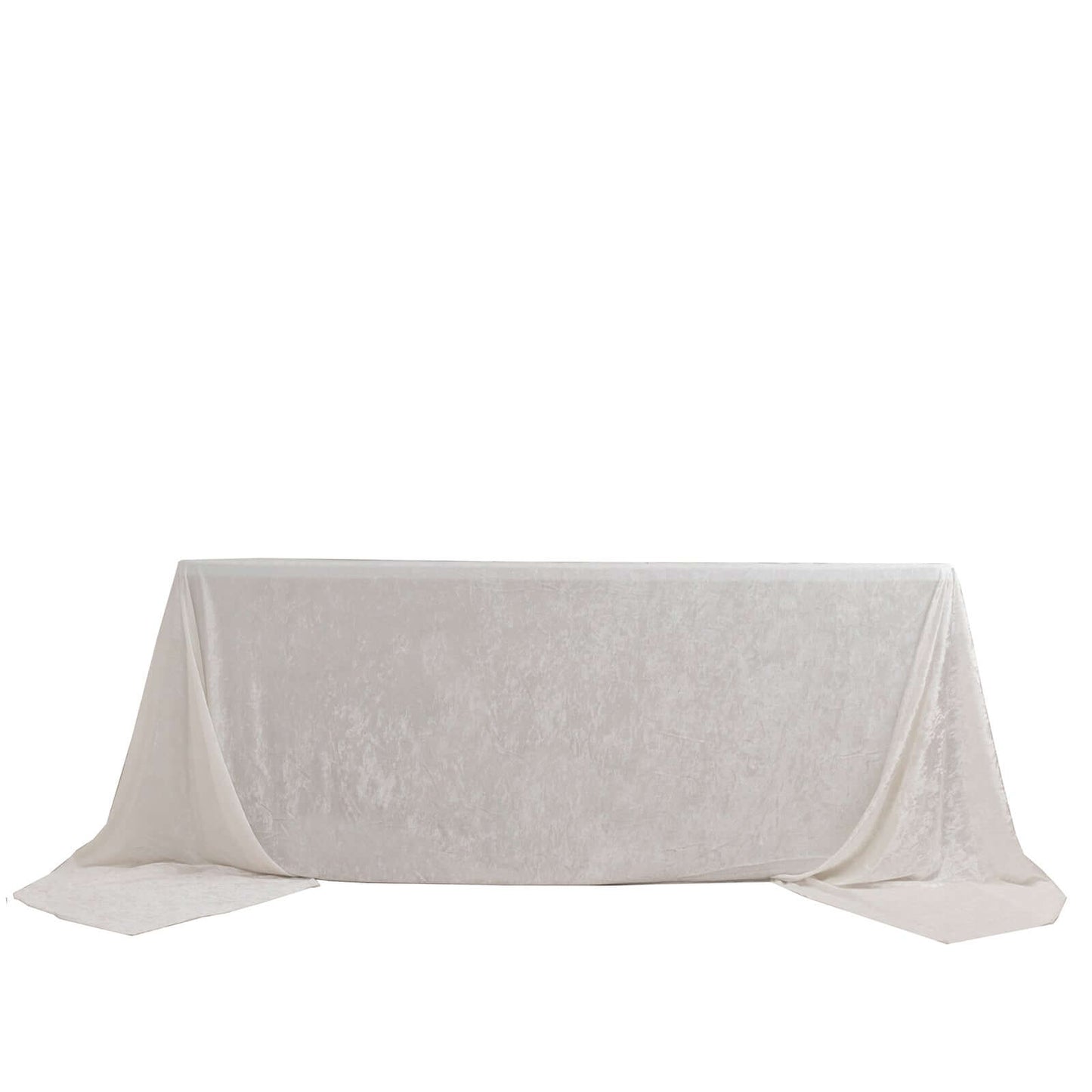 Premium Crushed Velvet 90"x156" Rectangle Tablecloth White - Reusable Soft & Sophisticated Seamless Table Cover - Bell Racket Store