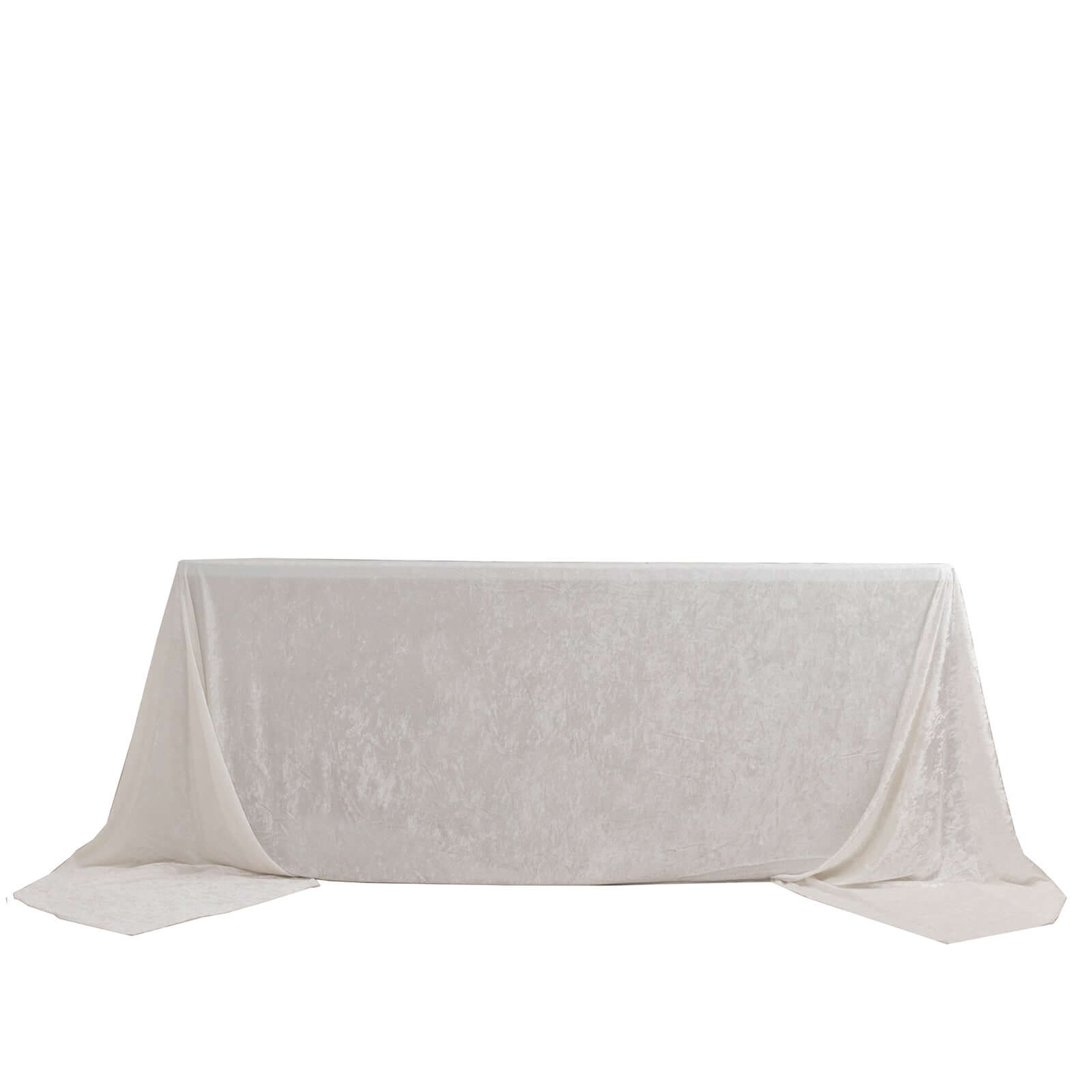 Premium Crushed Velvet 90"x156" Rectangle Tablecloth White - Reusable Soft & Sophisticated Seamless Table Cover - Bell Racket Store