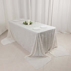 Premium Crushed Velvet 90"x156" Rectangle Tablecloth White - Reusable Soft & Sophisticated Seamless Table Cover - Bell Racket Store