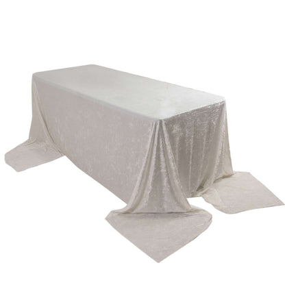 Premium Crushed Velvet 90"x156" Rectangle Tablecloth White - Reusable Soft & Sophisticated Seamless Table Cover - Bell Racket Store