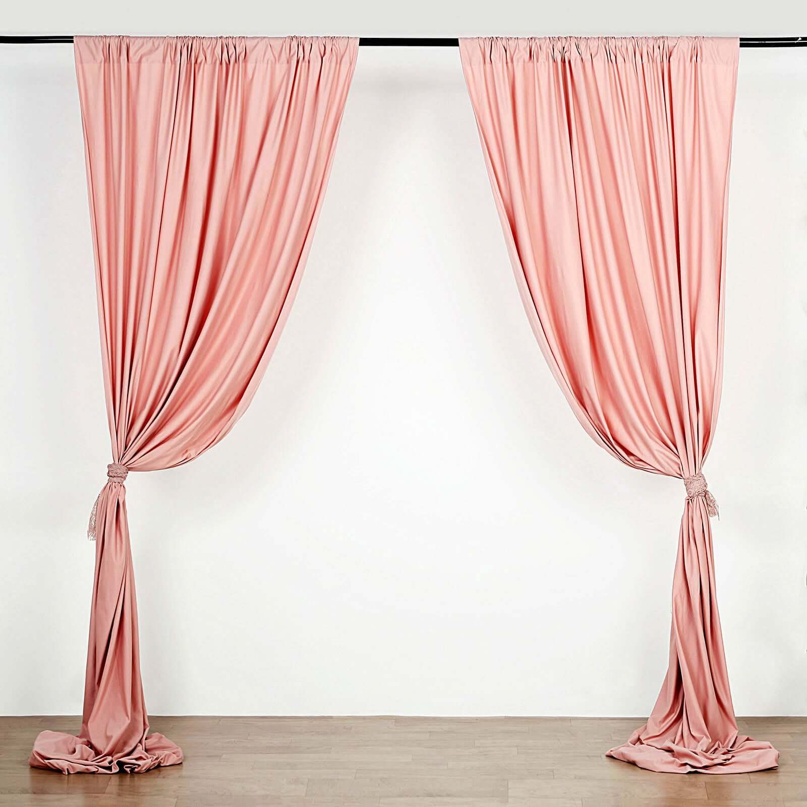 2 Pack Dusty Rose Scuba Polyester Event Curtain Drapes, Durable Flame Resistant Backdrop Event Panels Wrinkle Free with Rod Pockets - 10ftx10ft