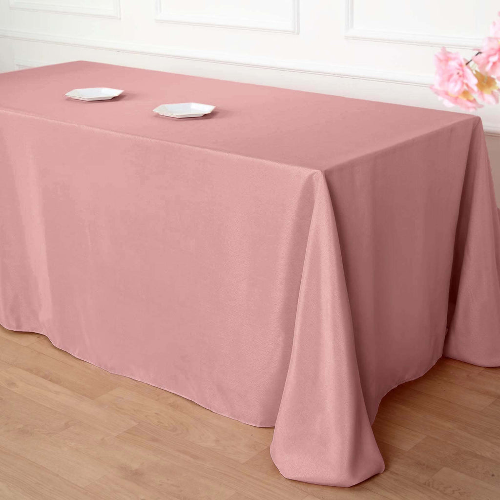 Polyester 90"x132" Rectangle Tablecloth Dusty Rose - Seamless Wrinkle-Resistant Table Cover
