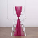 5 Pack Chiffon Chair Sashes Fuchsia - Soft & Lightweight Designer Chair Bows 22"x78"