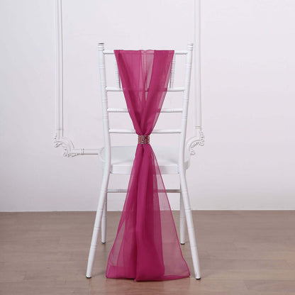 5 Pack Chiffon Chair Sashes Fuchsia - Soft & Lightweight Designer Chair Bows 22"x78"
