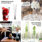 4-Pack Glass Trumpet Vases Clear - Durable Design for Chic Event Displays 28"