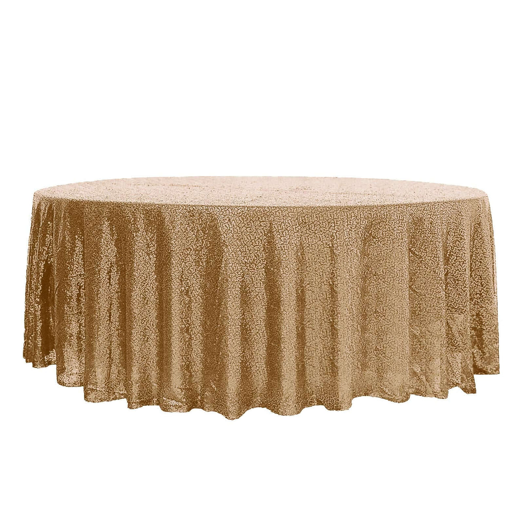 Sequin 108" Round Tablecloth Gold - Glittering Finish for Glamorous Events