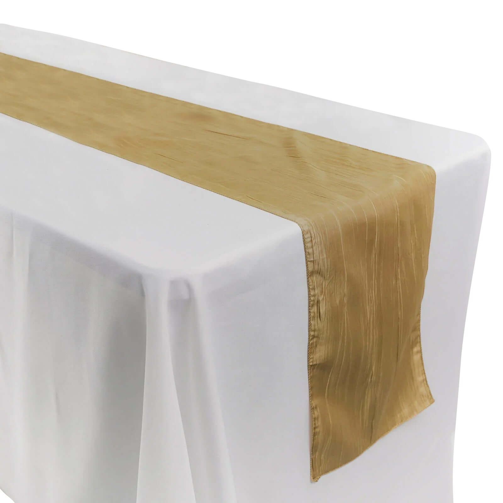 Taffeta 12"x108" Table Runner Gold - Accordion Crinkle Design for Modern Gatherings
