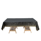 5-Pack Plastic Table Covers Black Rectangle with Gold Confetti Dots - Durable PVC Disposable Tablecloths for Events 54"x108"
