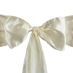 5 Pack Satin Chair Sashes Ivory - Durable Chair Bows with Shiny Finish 6"x106"