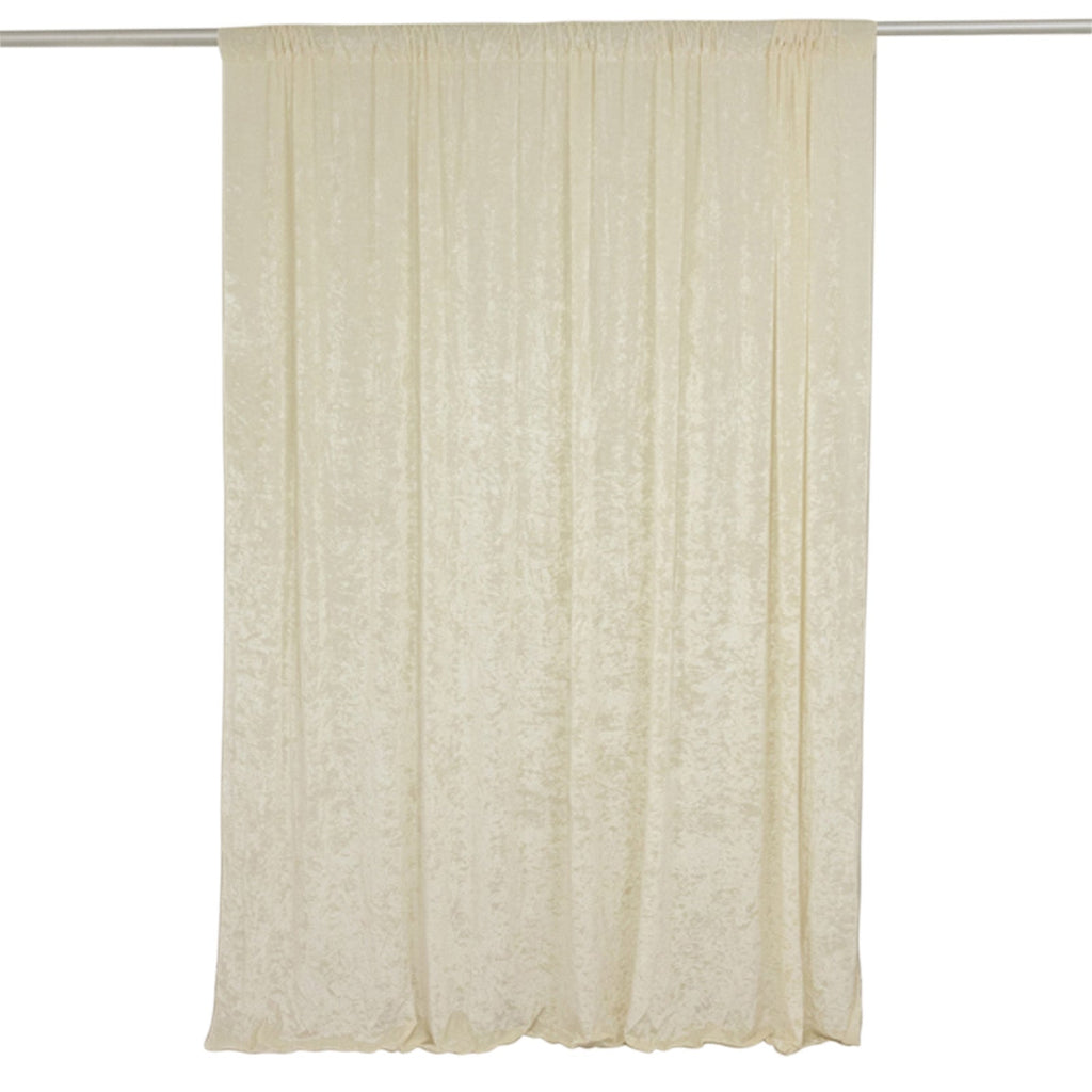 Ivory Crushed Velvet Backdrop Curtain â€“ 8ft x 8ft Event Drape with Rod Pocket, Privacy Panel for Photo Booths & Events
