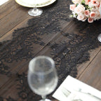 Premium Lace Fabric 15"x117" Table Runner Black - Scalloped Lace Elegance - Bell Racket Store