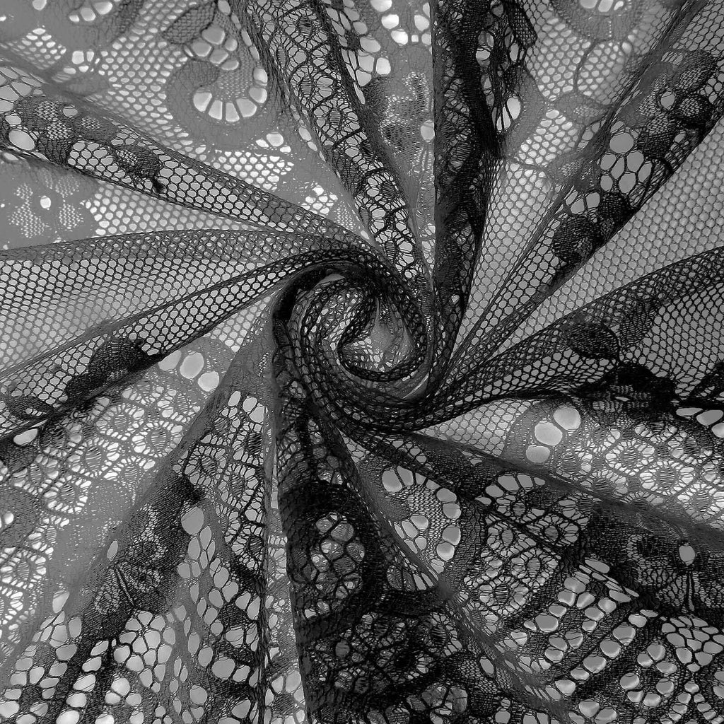 Premium Lace Fabric 15"x117" Table Runner Black - Scalloped Lace Elegance - Bell Racket Store