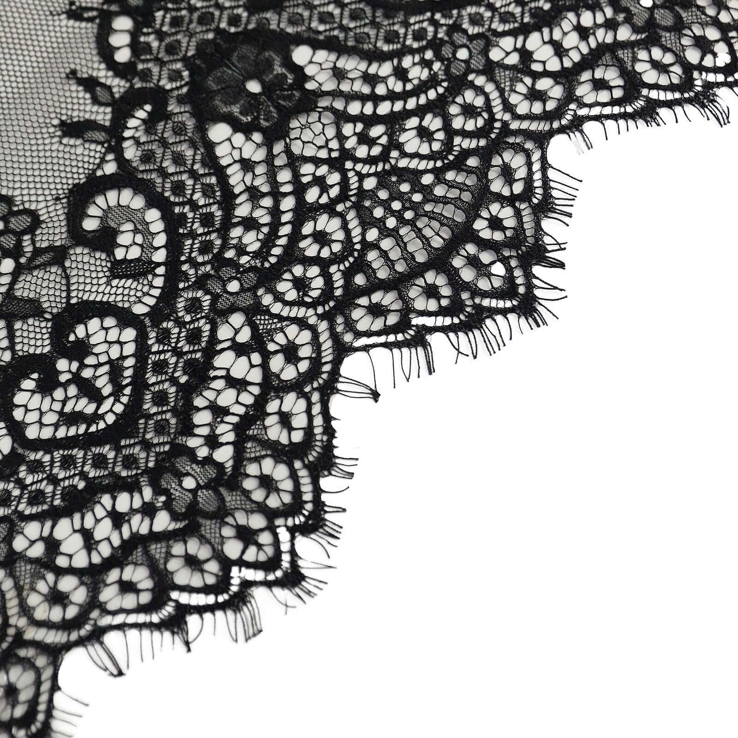 Premium Lace Fabric 15"x117" Table Runner Black - Scalloped Lace Elegance - Bell Racket Store