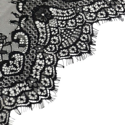 Premium Lace Fabric 15"x117" Table Runner Black - Scalloped Lace Elegance - Bell Racket Store