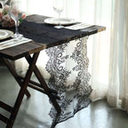Premium Lace Fabric 15"x117" Table Runner Black - Scalloped Lace Elegance - Bell Racket Store