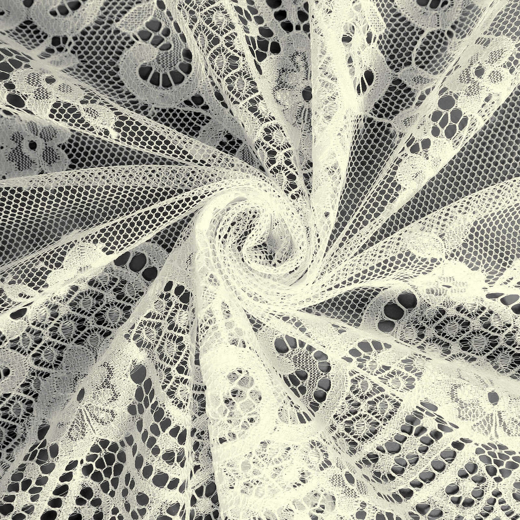 Premium Lace Fabric 15"x117" Table Runner Ivory - Scalloped Lace Elegance - Bell Racket Store