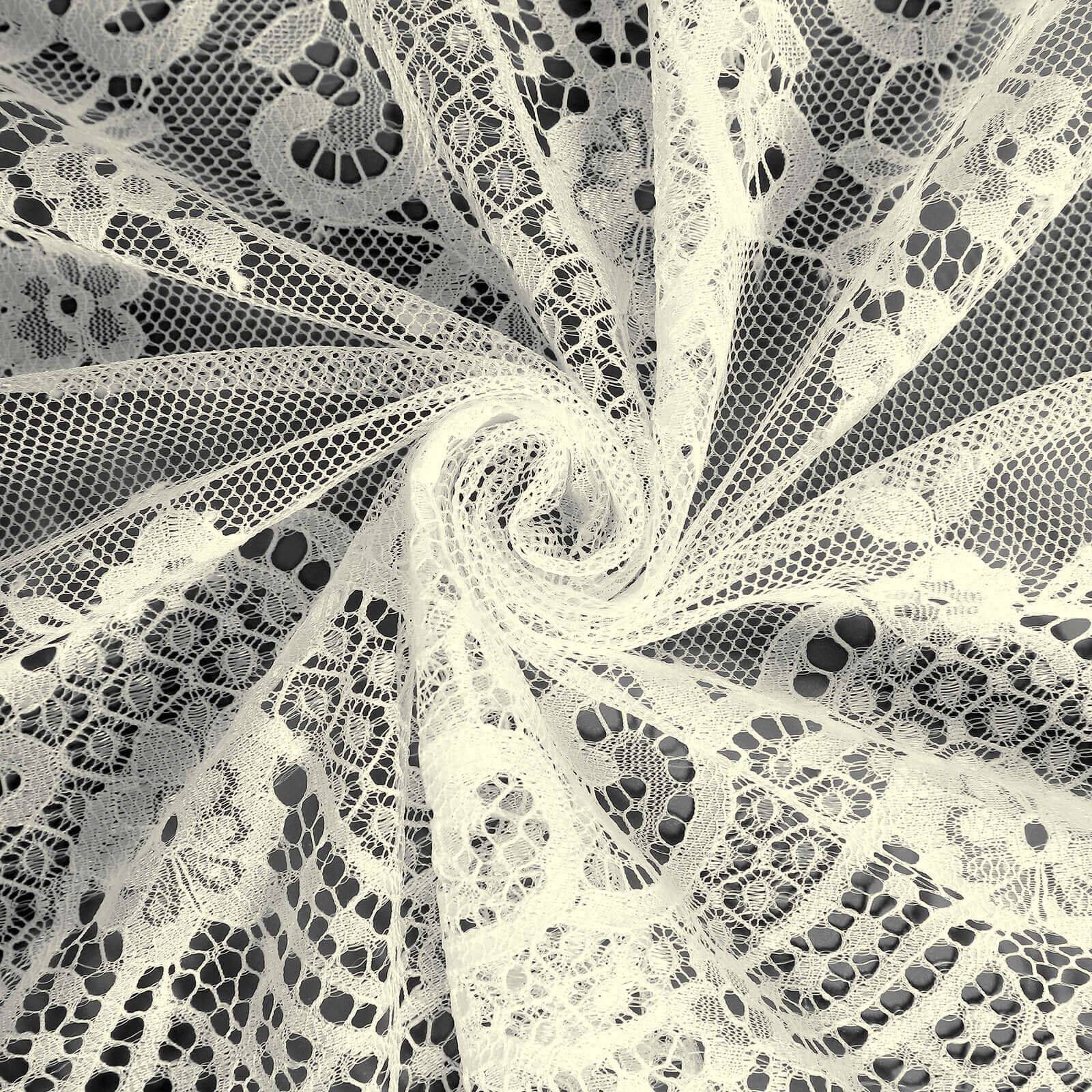 Premium Lace Fabric 15"x117" Table Runner Ivory - Scalloped Lace Elegance - Bell Racket Store