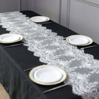 Premium Lace Fabric 15"x117" Table Runner Ivory - Scalloped Lace Elegance - Bell Racket Store