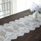 Premium Lace Fabric 15"x117" Table Runner Ivory - Scalloped Lace Elegance - Bell Racket Store