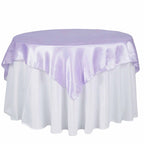 Satin 72"x72" Table Overlay Square Tablecloth Lavender Lilac - Smooth Finish Table Cover
