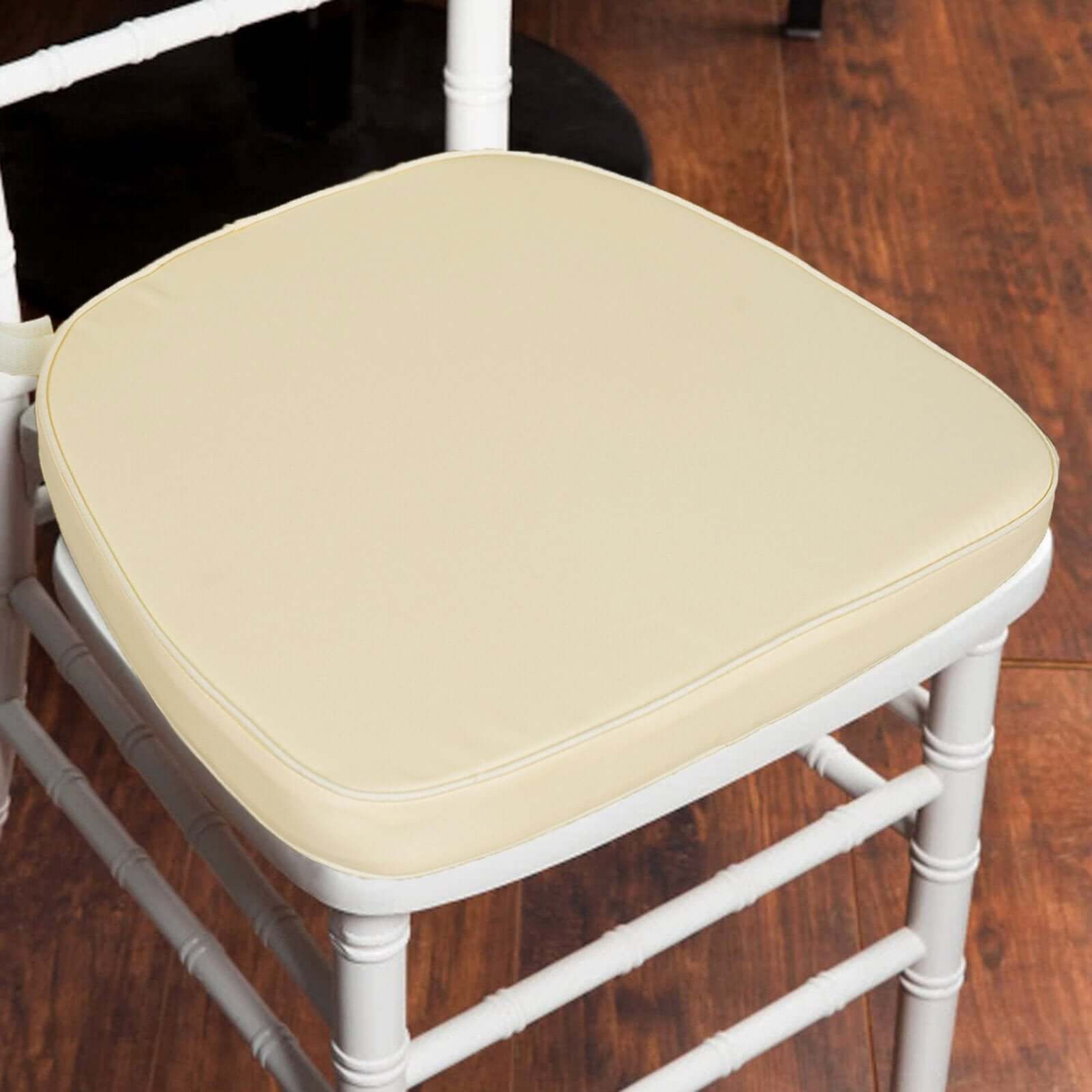 Chiavari Chair Cushion with 1.5" Thick Memory Foam and Ties Ivory - Stylish Removable Cover for Comfort