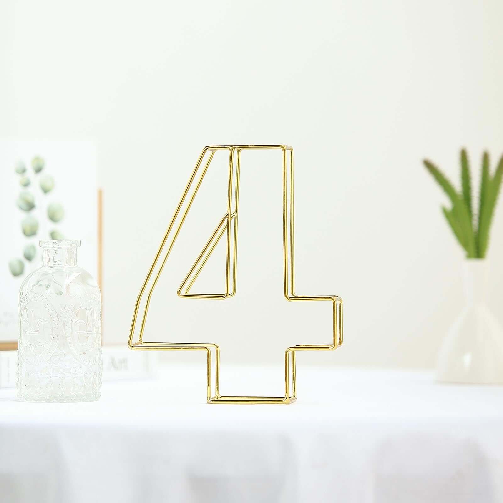 8" Tall Gold Freestanding 3D Decorative Metal Wire Numbers, Wedding Table Numbers -4