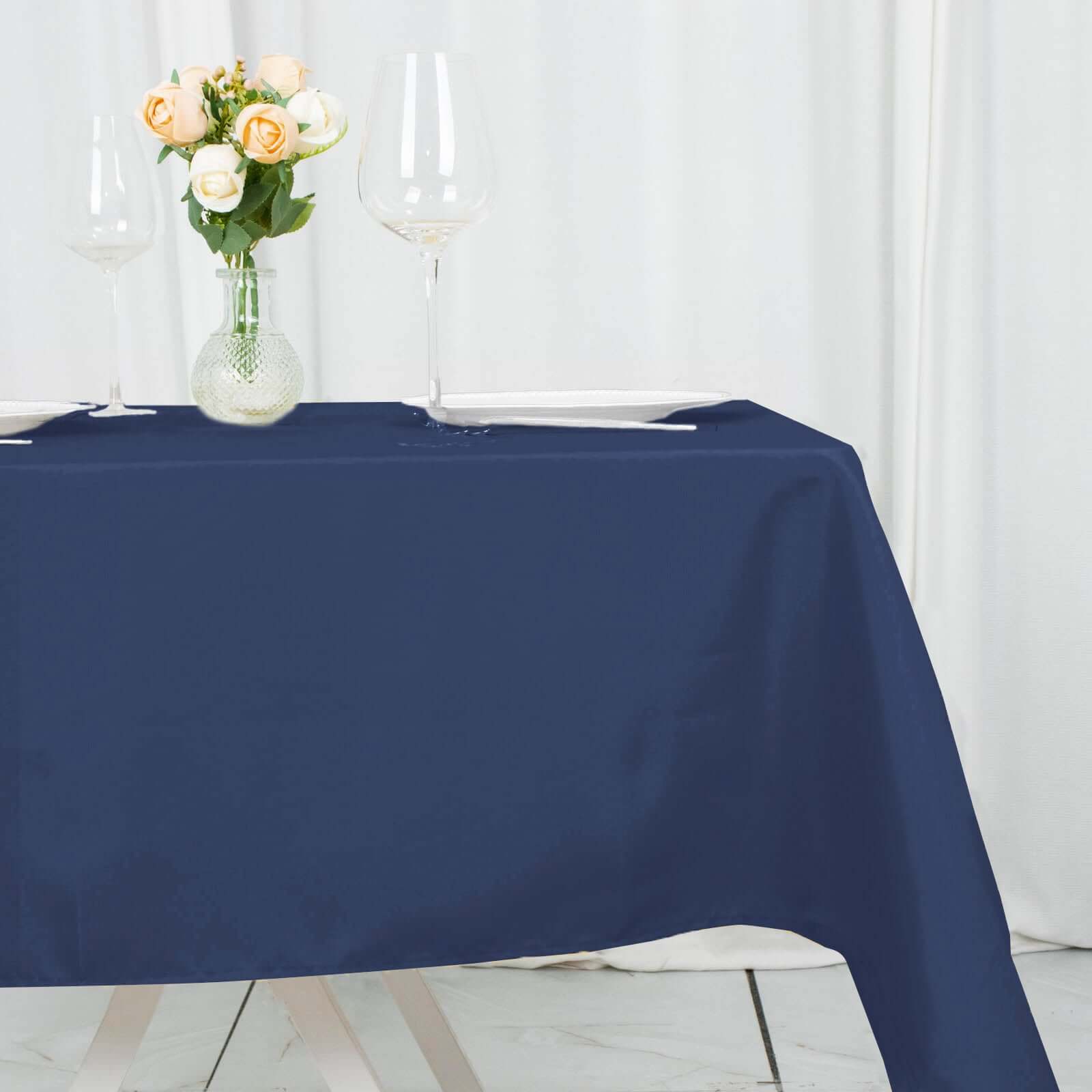 Premium Polyester 54"x54" Square Tablecloth Navy Blue - Stain and Wrinkle-Resistant 220GSM Table Cover