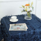 Taffeta 54"x54" Square Tablecloth Navy Blue 3D Leaf Petal Table Cover
