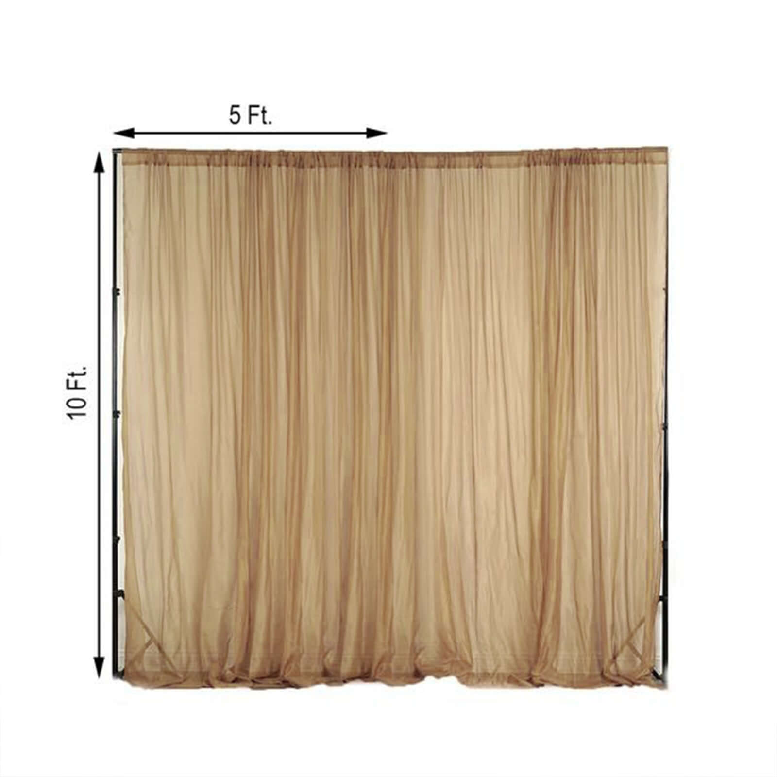 2 Pack Gold Sheer Chiffon Event Curtain Drapes, Durable Flame Resistant Organza Backdrop Event Panels With Rod Pockets - 10ftx10ft