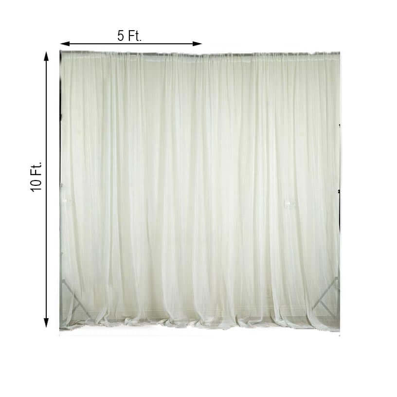 2 Pack Ivory Sheer Chiffon Event Curtain Drapes, Durable Flame Resistant Organza Backdrop Event Panels With Rod Pockets - 10ftx10ft