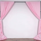 2 Pack Pink Scuba Polyester Event Curtain Drapes, Durable Flame Resistant Backdrop Event Panels Wrinkle Free with Rod Pockets - 10ftx10ft