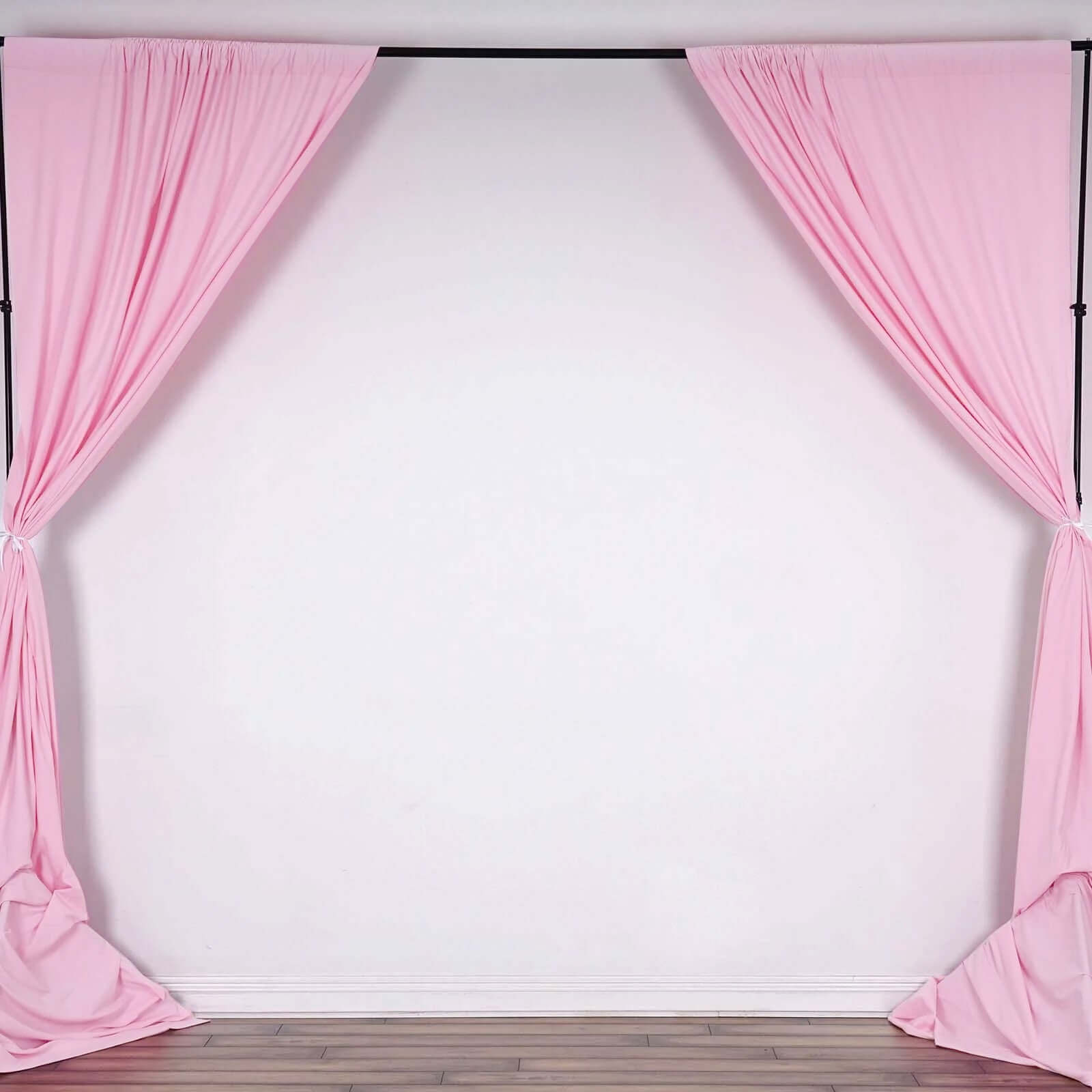 2 Pack Pink Scuba Polyester Event Curtain Drapes, Durable Flame Resistant Backdrop Event Panels Wrinkle Free with Rod Pockets - 10ftx10ft