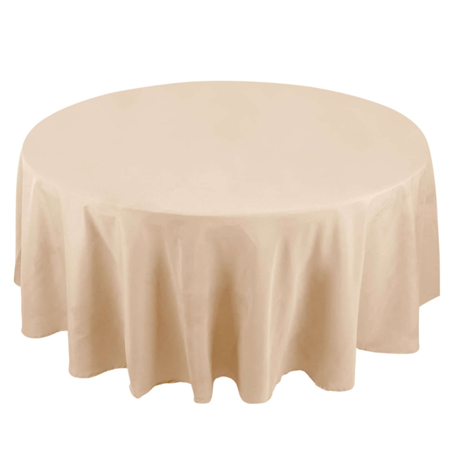 Premium Polyester 108" Round Tablecloth Beige - Wrinkle - Resistant 220GSM Table Cover - Bell Racket Store
