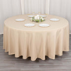 Premium Polyester 108" Round Tablecloth Beige - Wrinkle - Resistant 220GSM Table Cover - Bell Racket Store