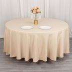Premium Polyester 108" Round Tablecloth Beige - Wrinkle - Resistant 220GSM Table Cover - Bell Racket Store