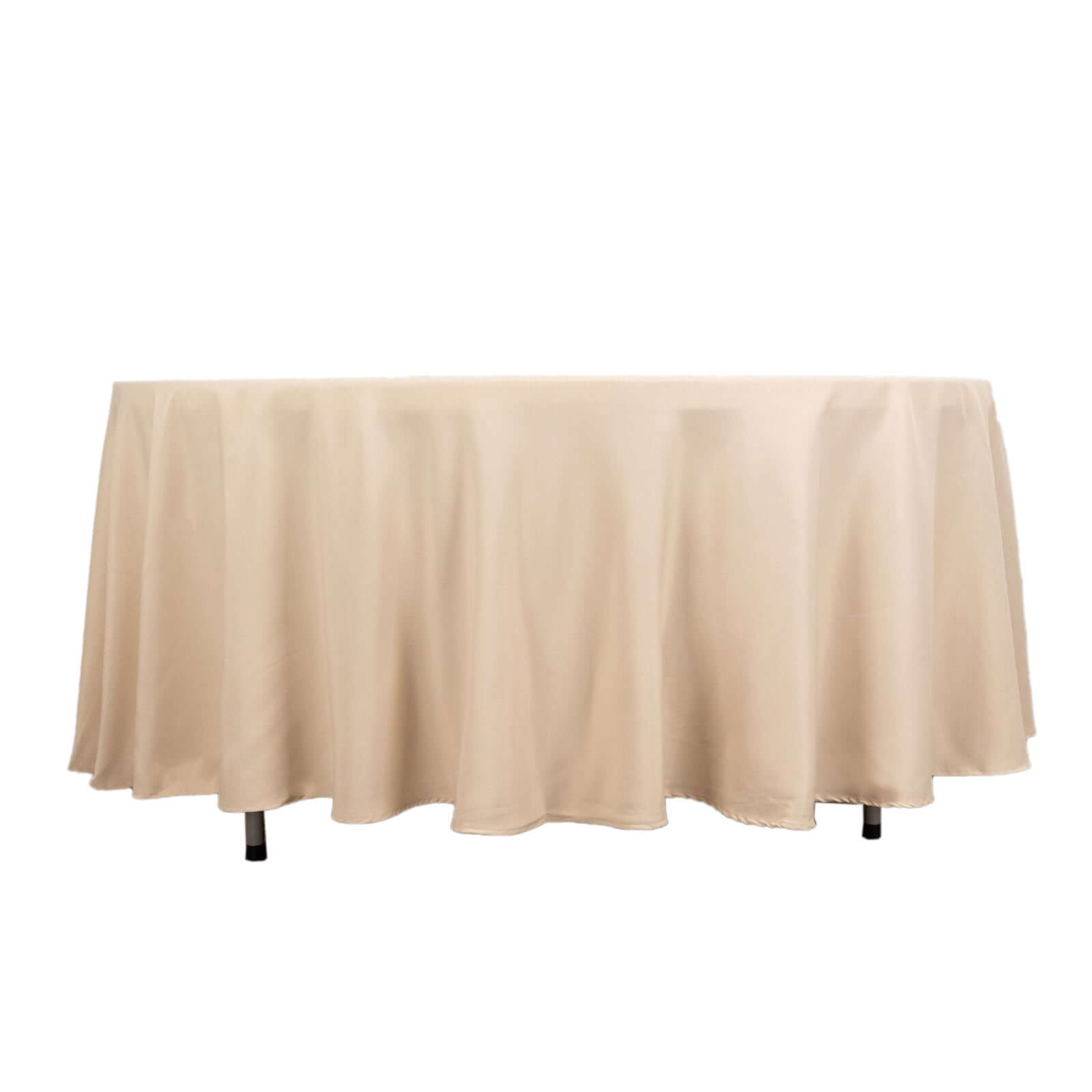 Premium Polyester 108" Round Tablecloth Beige - Wrinkle - Resistant 220GSM Table Cover - Bell Racket Store