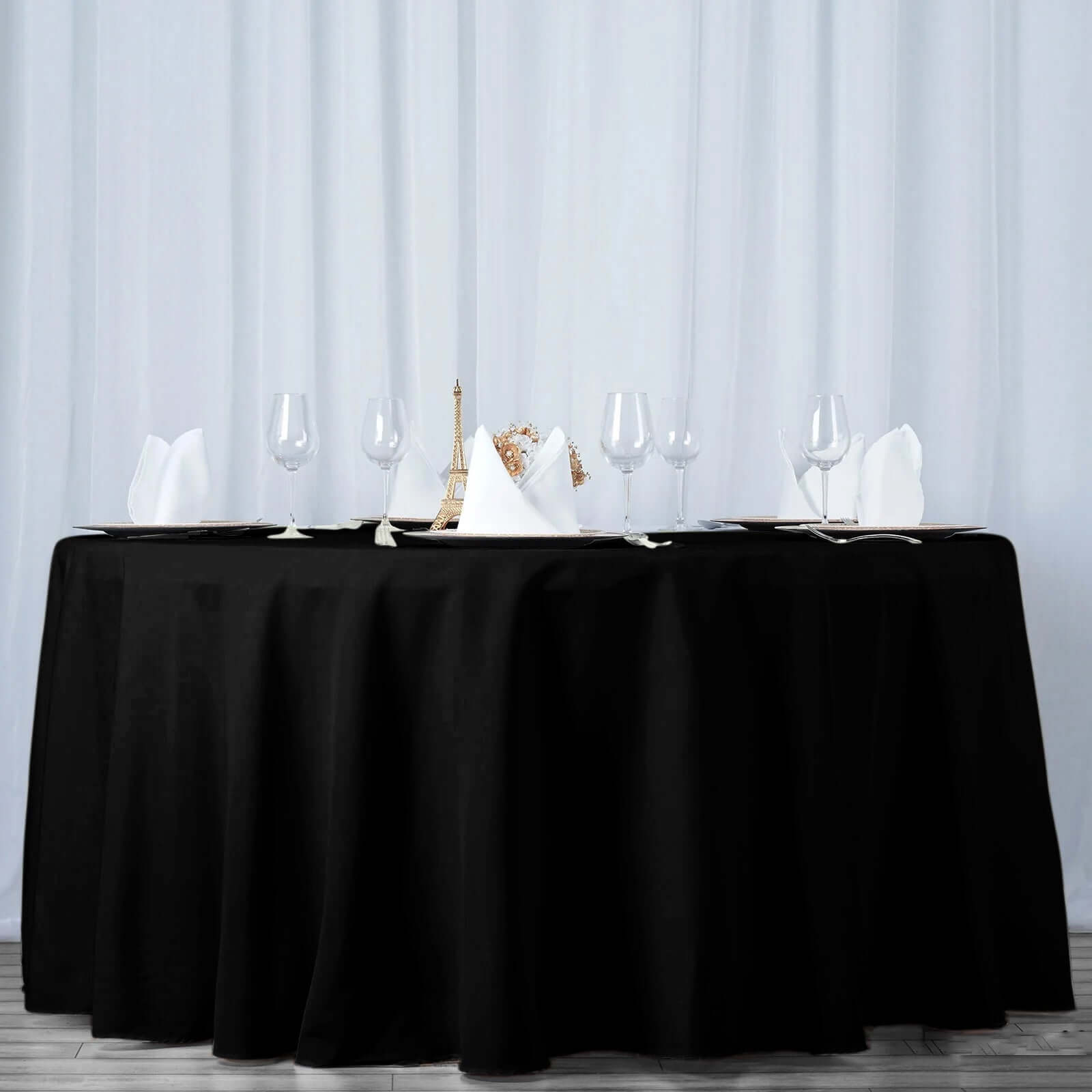Premium Polyester 108" Round Tablecloth Black - Wrinkle - Resistant 220GSM Table Cover for Weddings & Events - NestOCart