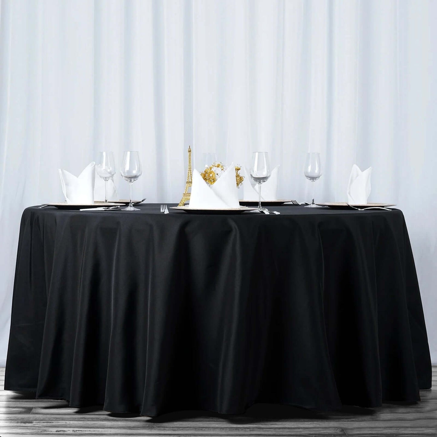 Premium Polyester 108" Round Tablecloth Black - Wrinkle - Resistant 220GSM Table Cover for Weddings & Events - NestOCart