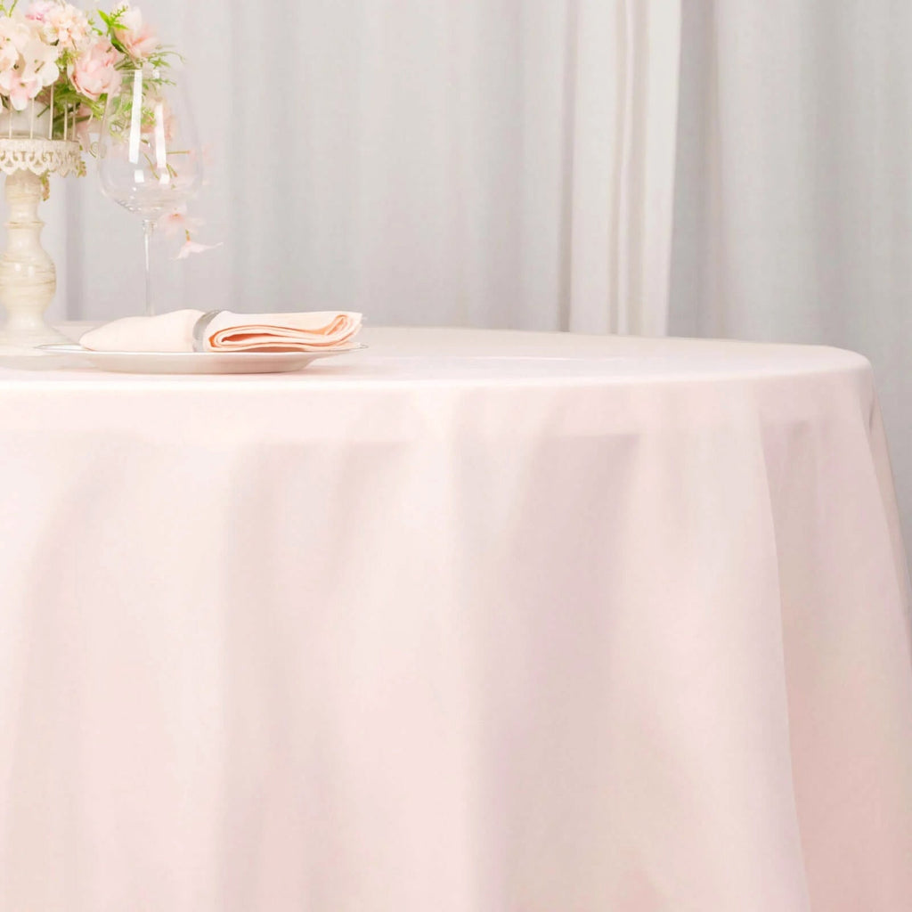 Premium Polyester 108" Round Tablecloth Blush - Wrinkle - Resistant 220GSM Table Cover - Bell Racket Store
