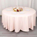 Premium Polyester 108" Round Tablecloth Blush - Wrinkle - Resistant 220GSM Table Cover - Bell Racket Store