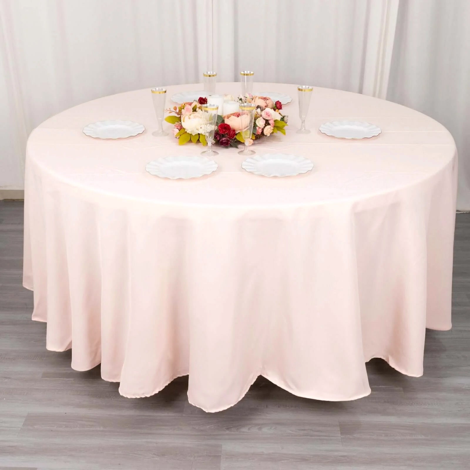 Premium Polyester 108" Round Tablecloth Blush - Wrinkle - Resistant 220GSM Table Cover - Bell Racket Store