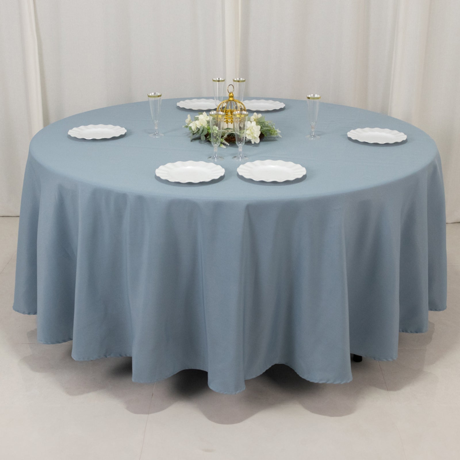 Premium Polyester 108" Round Tablecloth Dusty Blue - Wrinkle - Resistant 220GSM Table Cover - Bell Racket Store