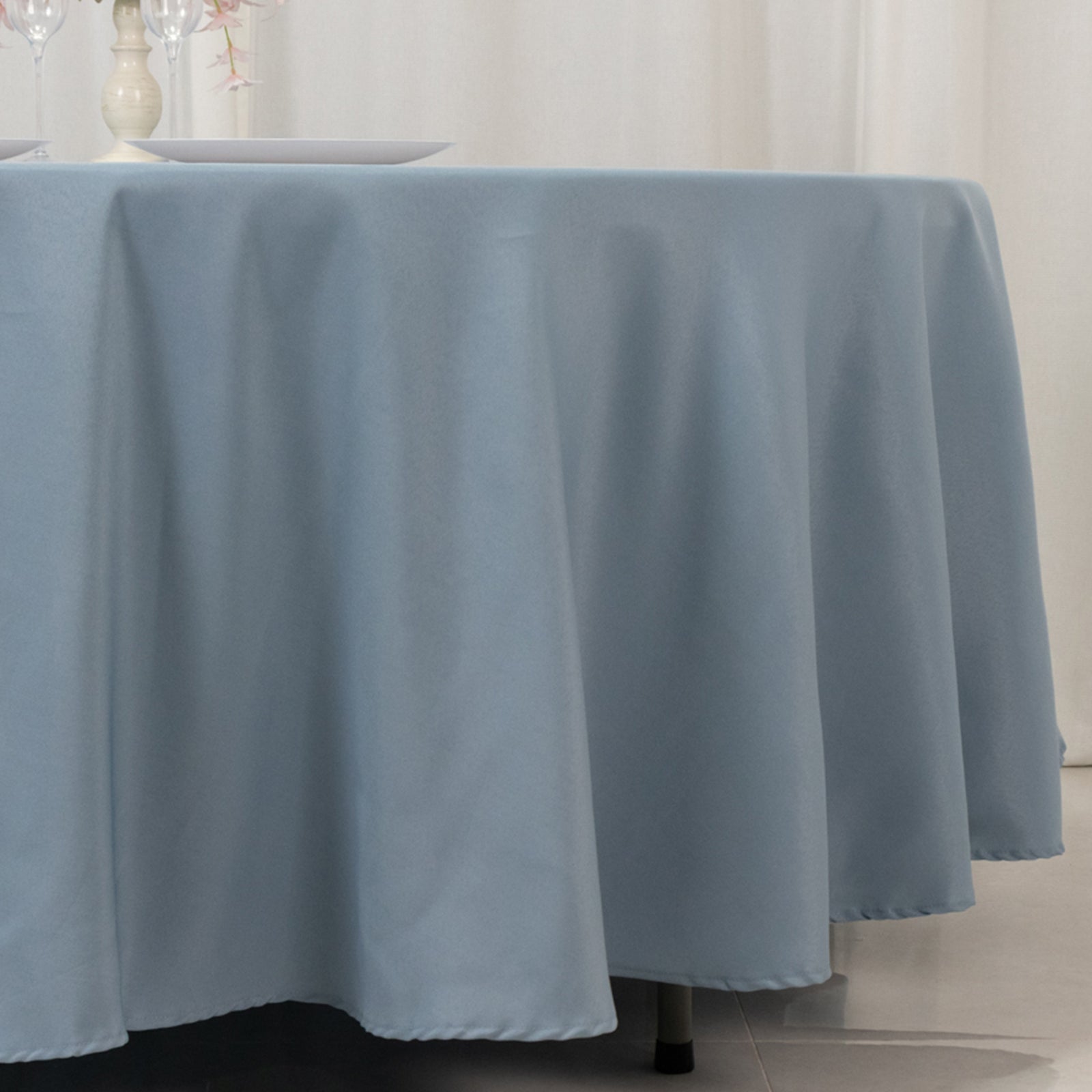 Premium Polyester 108" Round Tablecloth Dusty Blue - Wrinkle - Resistant 220GSM Table Cover - Bell Racket Store