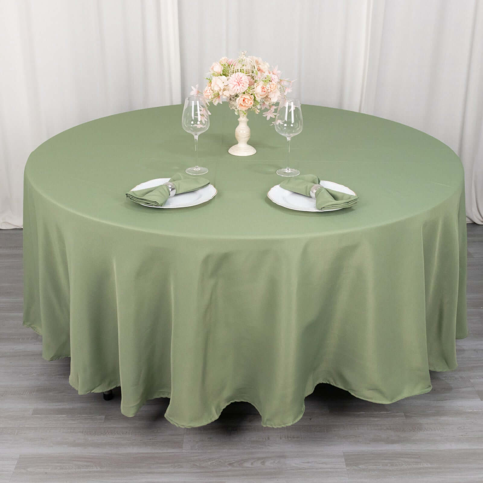 Premium Polyester 108" Round Tablecloth Dusty Sage Green - Wrinkle - Resistant 220GSM Table Cover - Bell Racket Store
