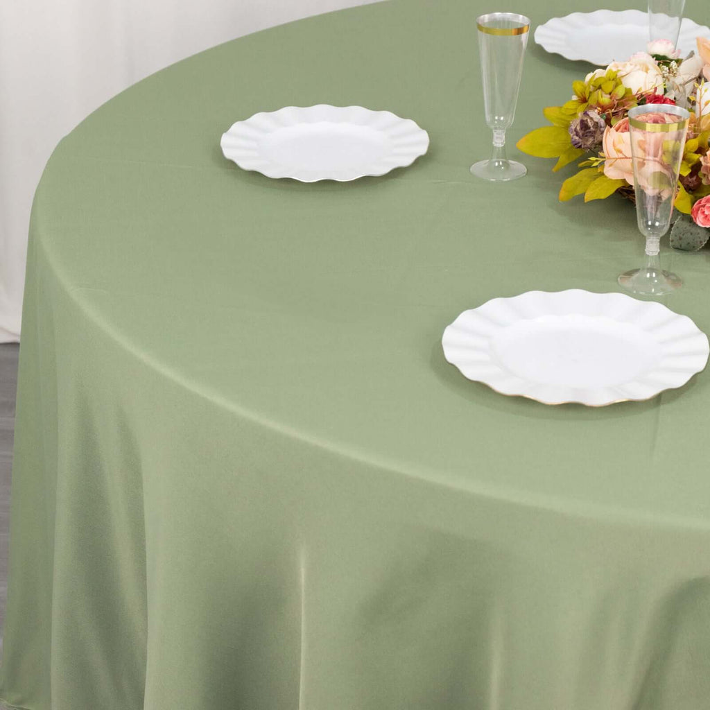 Premium Polyester 108" Round Tablecloth Dusty Sage Green - Wrinkle - Resistant 220GSM Table Cover - Bell Racket Store