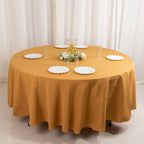 Premium Polyester 108" Round Tablecloth Gold - Wrinkle - Resistant 220GSM Table Cover for Weddings & Events - Bell Racket Store