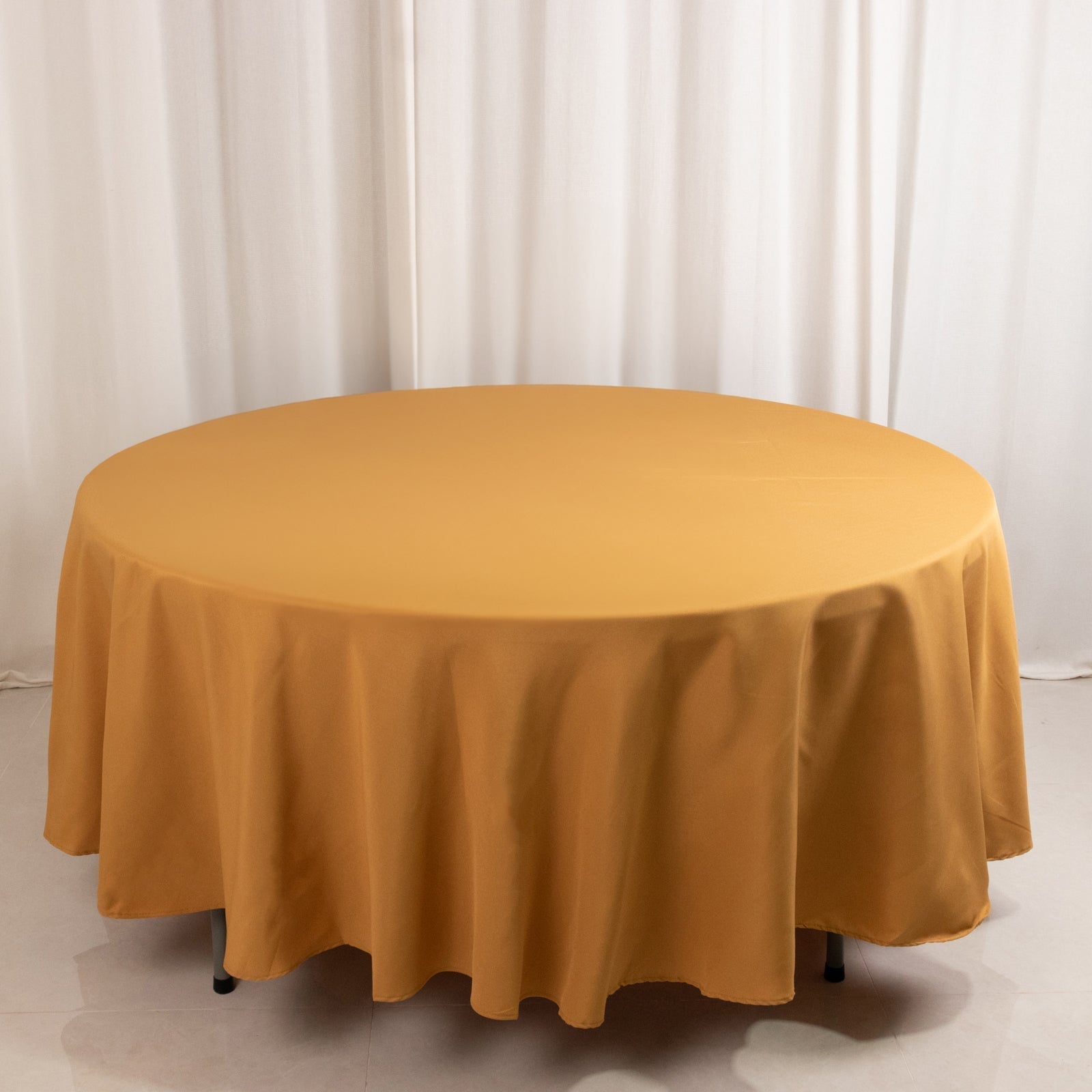 Premium Polyester 108" Round Tablecloth Gold - Wrinkle - Resistant 220GSM Table Cover for Weddings & Events - Bell Racket Store